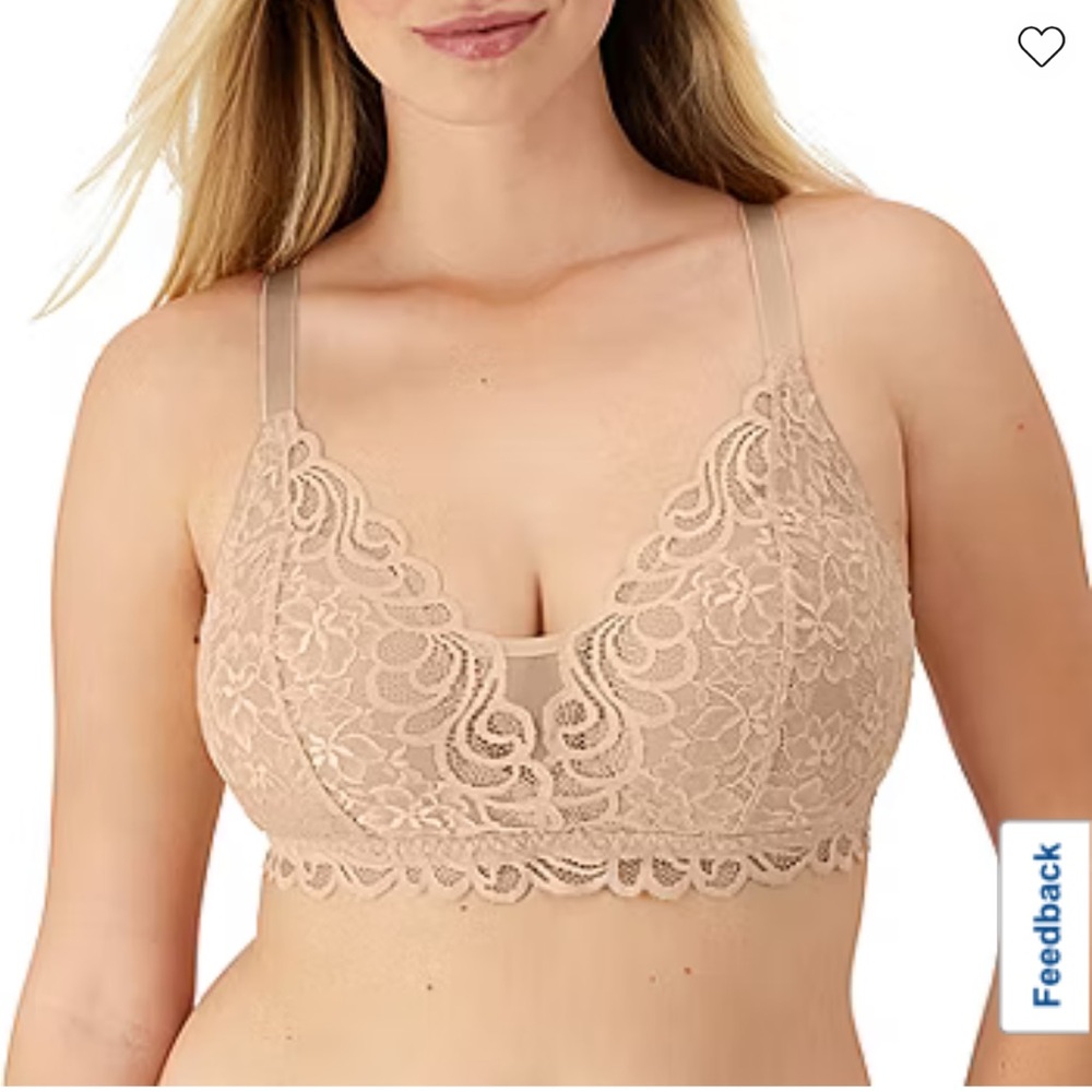 Bali Lace Desire Bralette Wireless Full Coverage Bra in Almond Size L